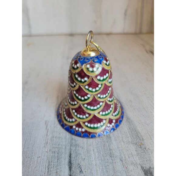 Unique Mosaic bell ornament Xmas vintage red‎ blue - Picture 3 of 7
